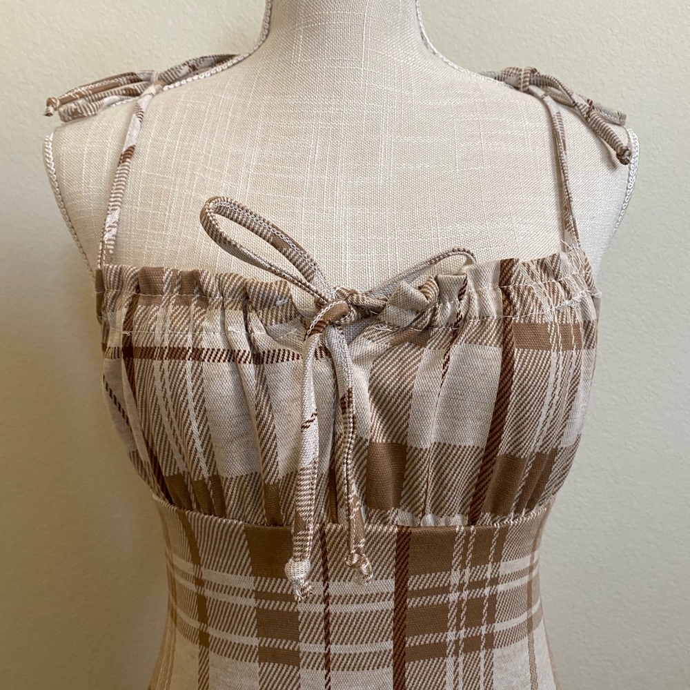 Neutral Plaid Rue21 Mini Dress